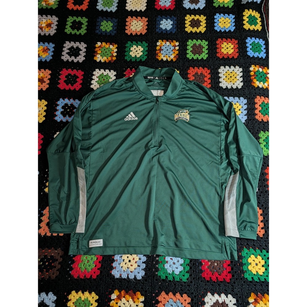 Mason University Adidas Sweater Green Activewear Jacket VolleyBall XL 1/4 Zip